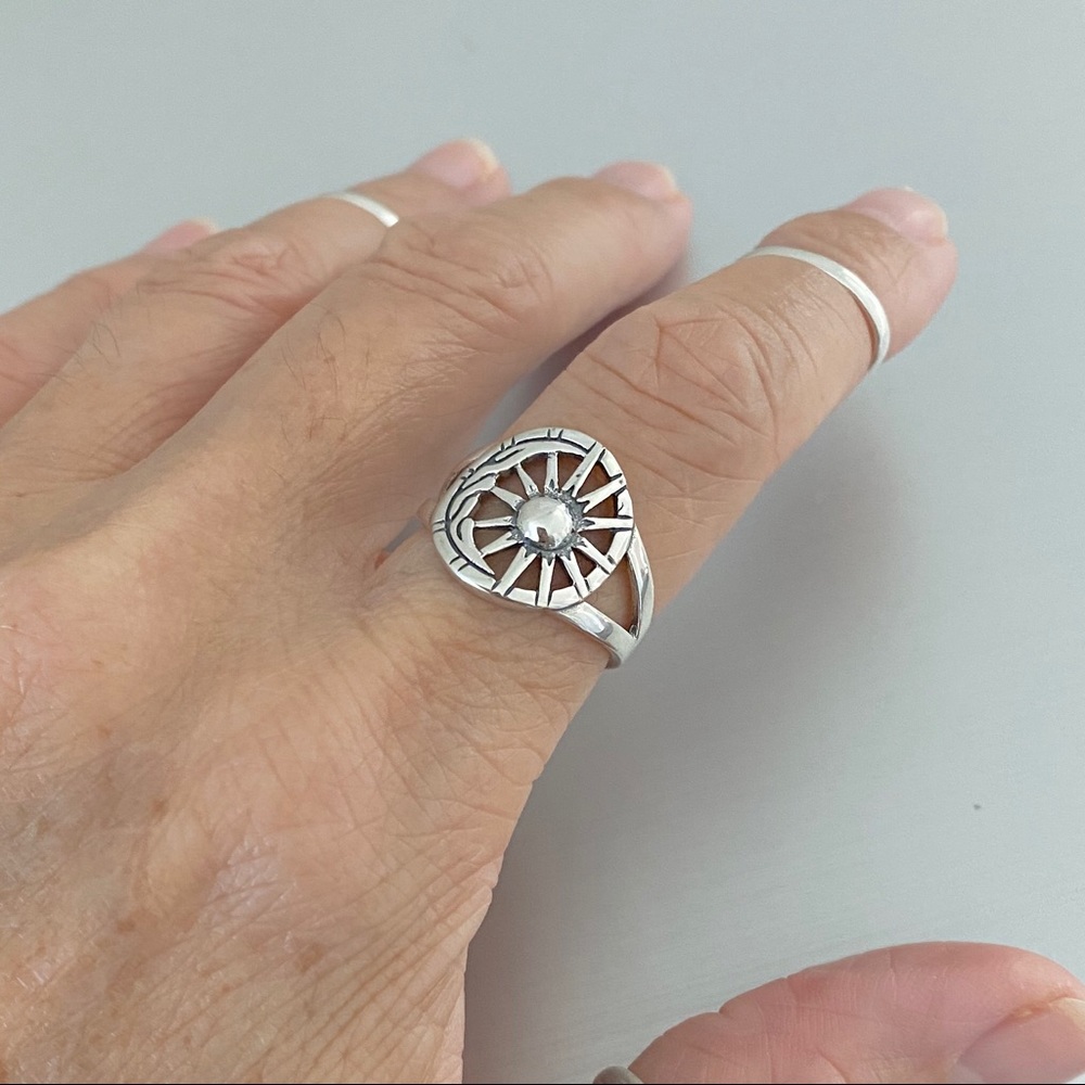 Sterling Silver Moon And Sun Ring, Statement Ring - image 4